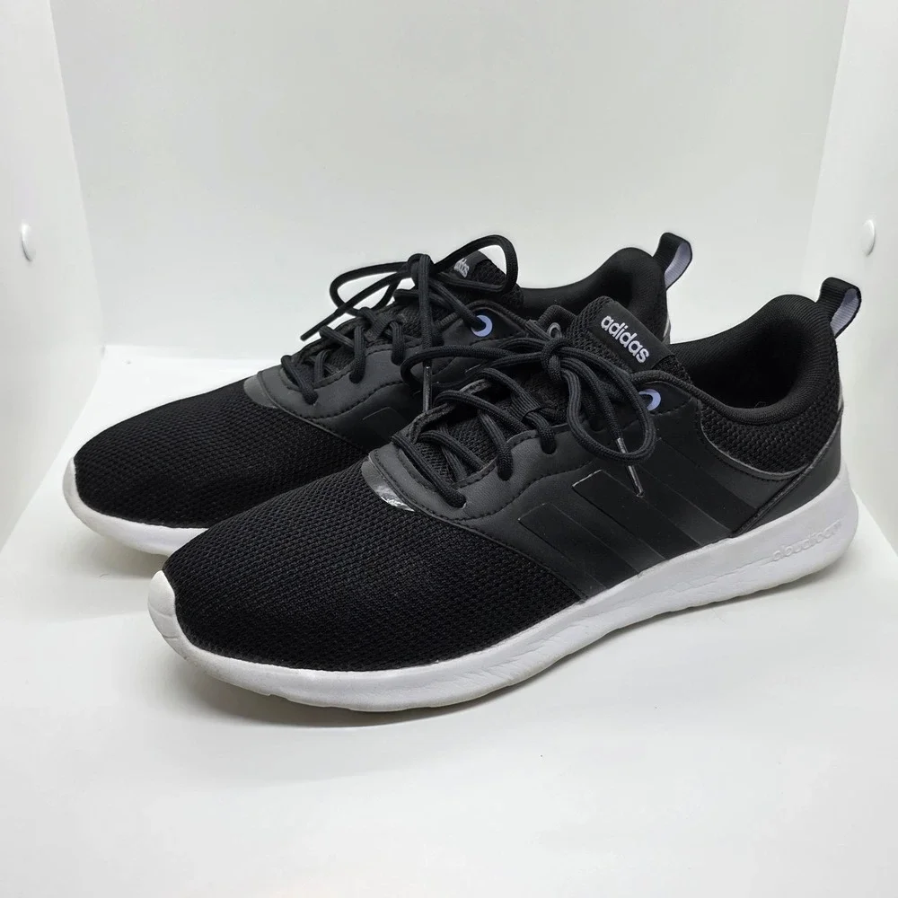 adidas QT Racer 2.0 Cloudfoam Shoes Black White Men's Size 9 H00548